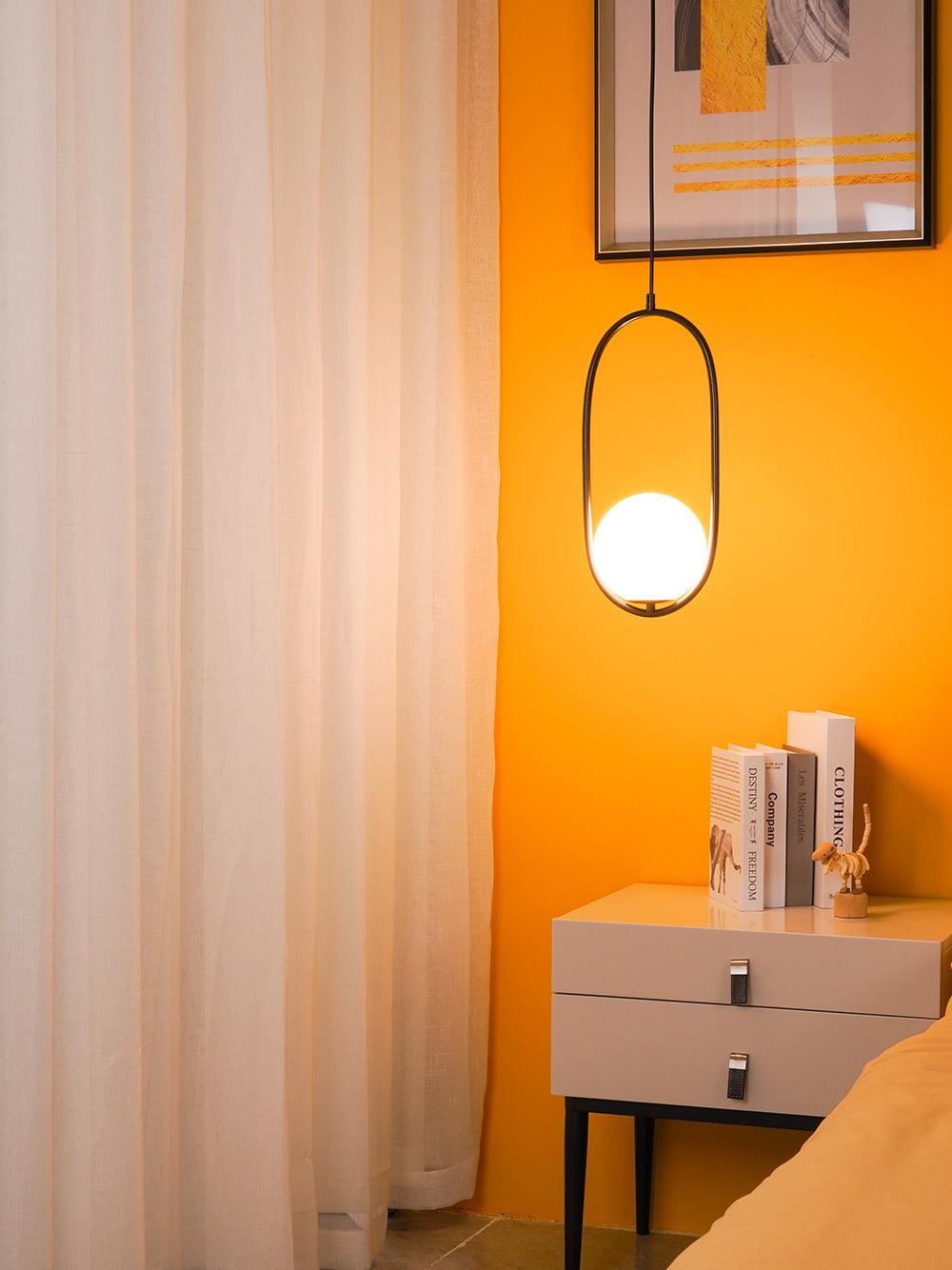 Modern Brass Ring Globe Glass Pendant Light 1-Light