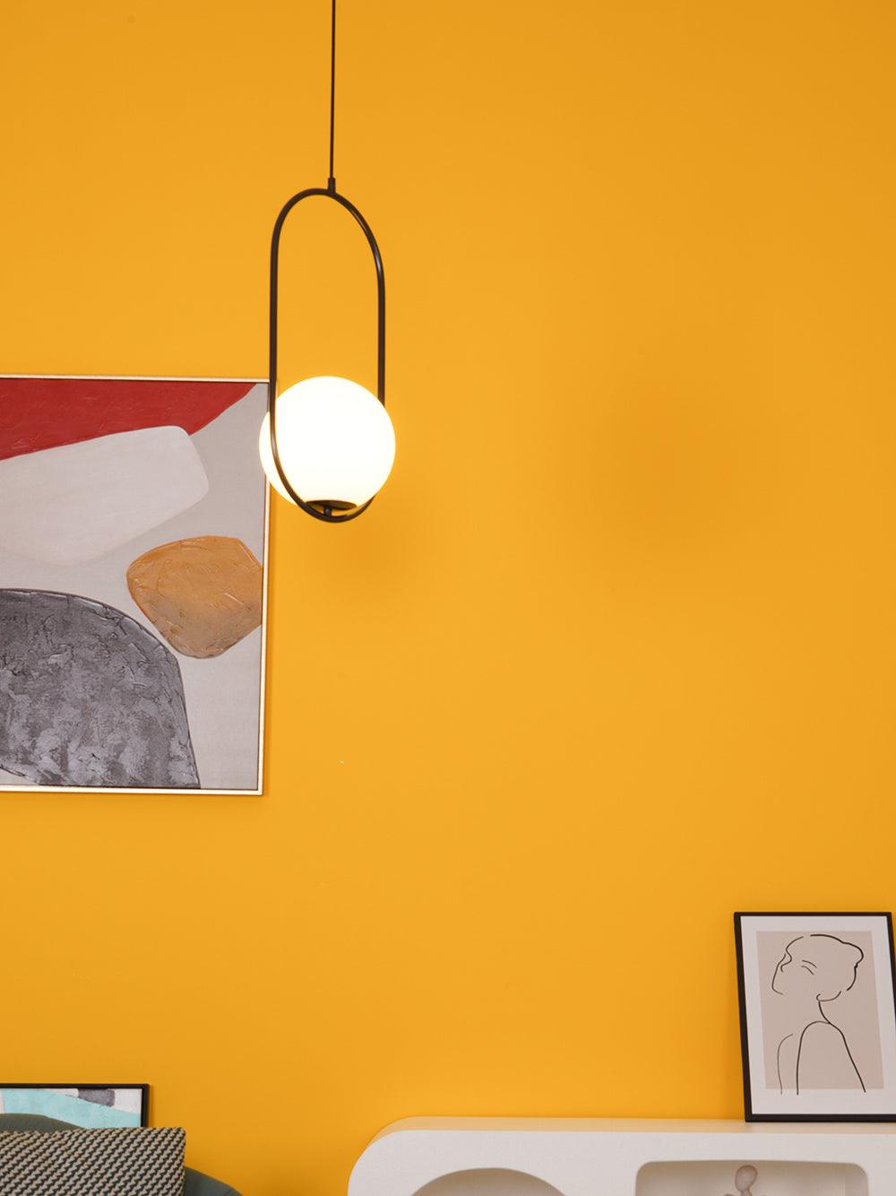 Modern Brass Ring Globe Glass Pendant Light 1-Light