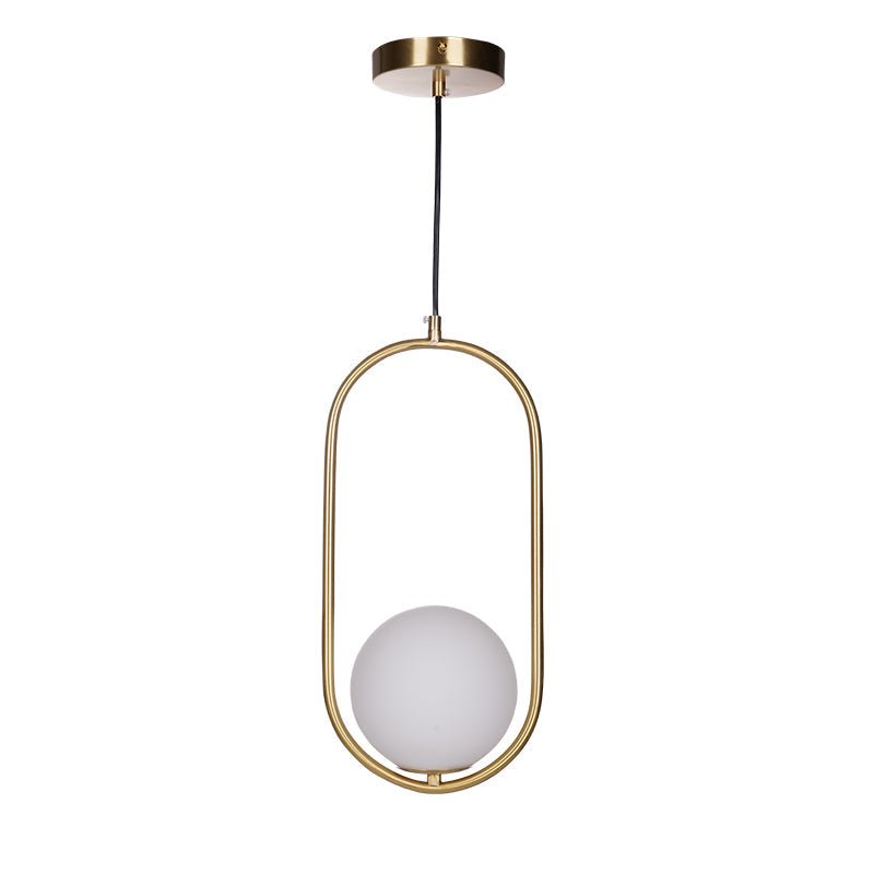 Modern Brass Ring Globe Glass Pendant Light 1-Light