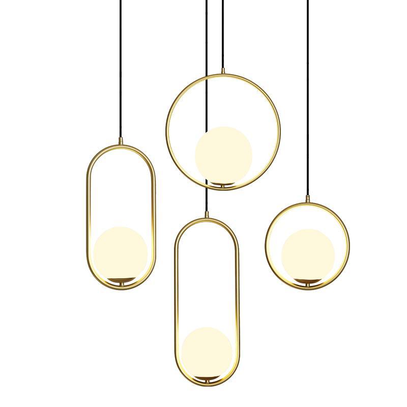 Modern Brass Ring Globe Glass Pendant Light 1-Light