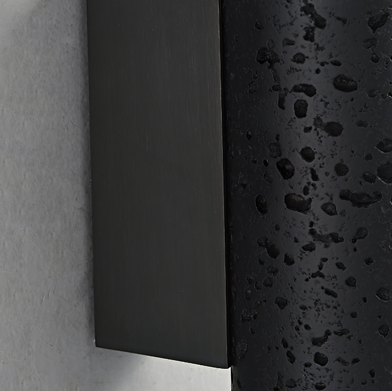 Modern Minimalist Black Travertine Tube Wall Sconce LED 1-Light