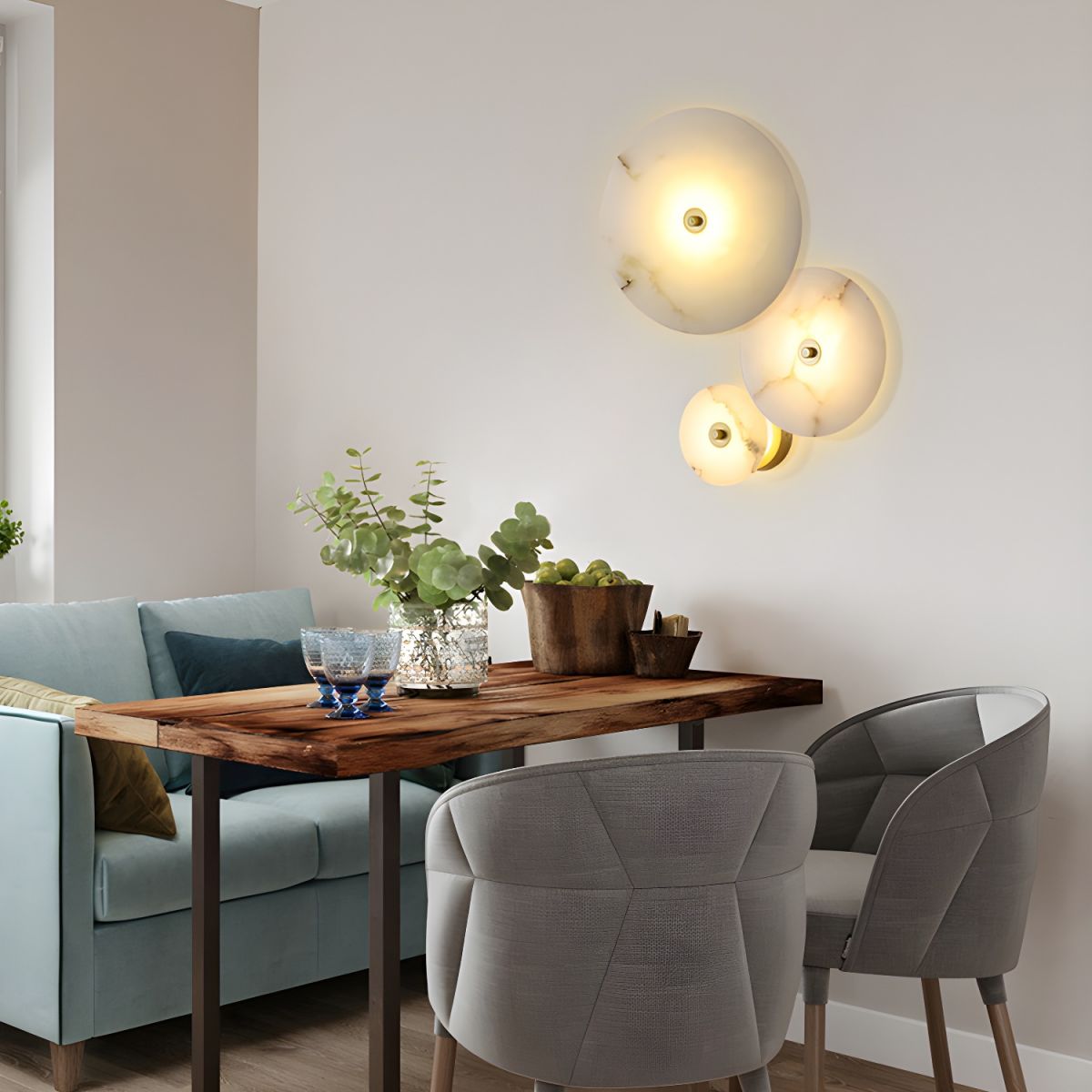 Lampada da parete moderna rotonda in marmo con LED a 1 luce