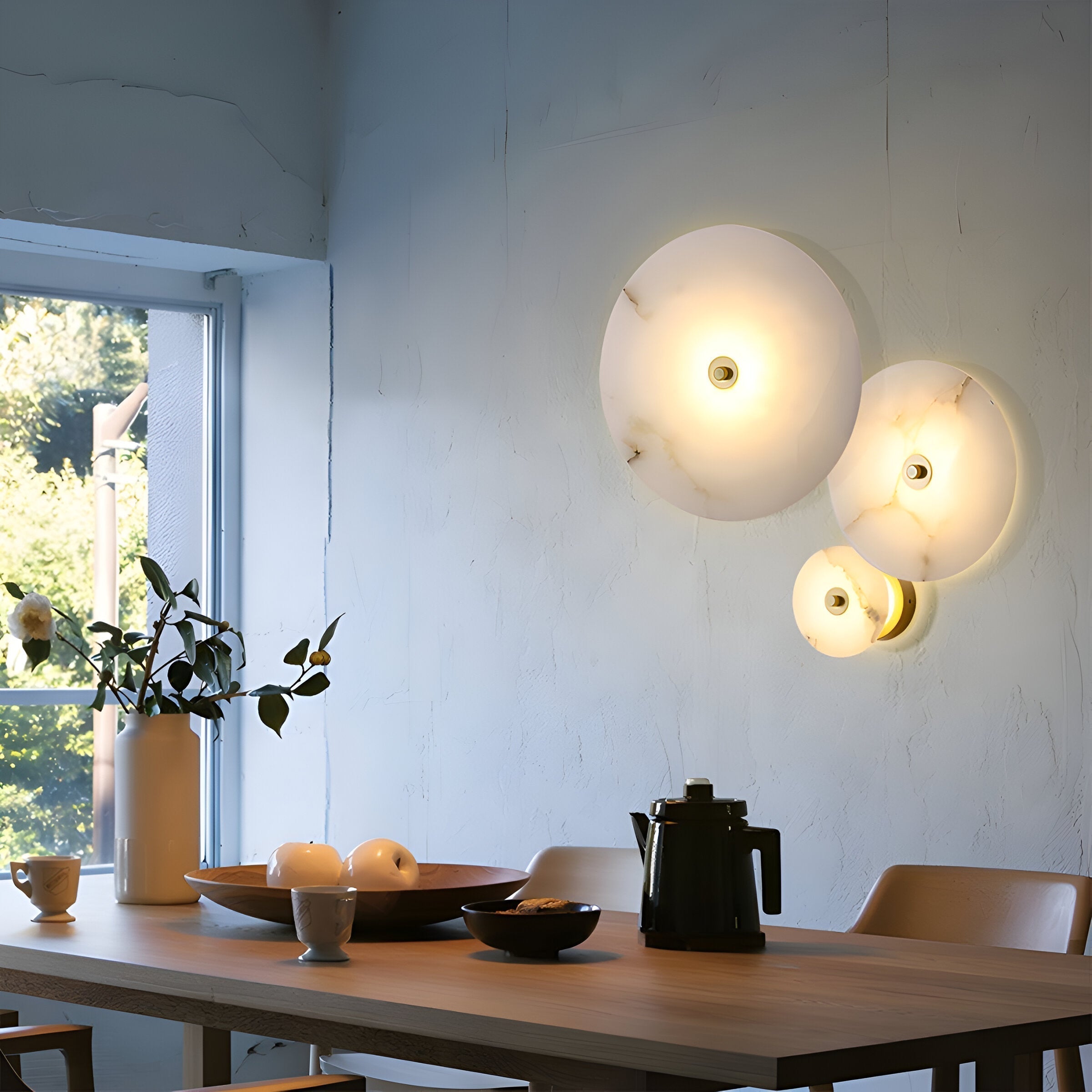 Lampada da parete moderna rotonda in marmo con LED a 1 luce