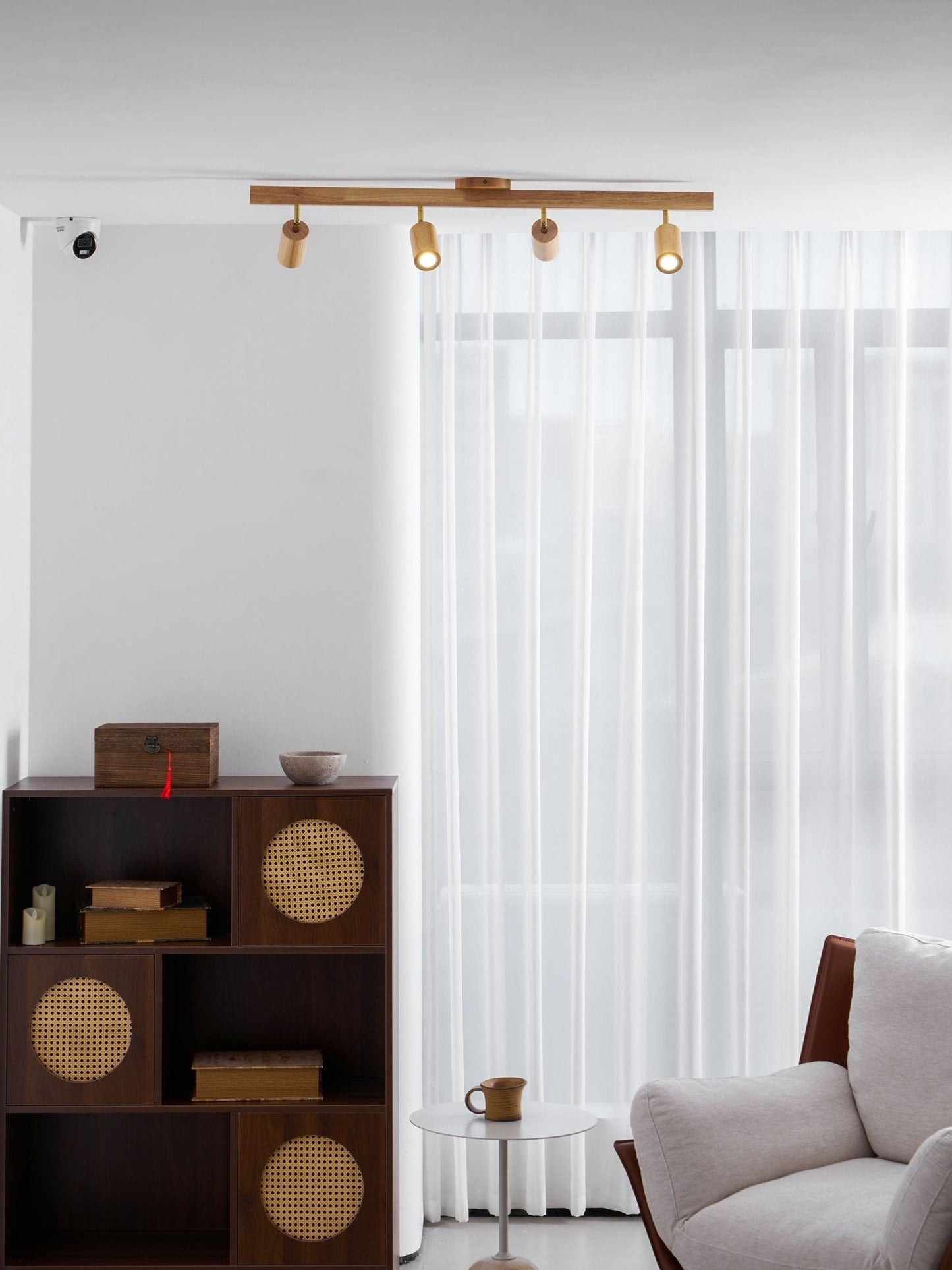 Japanese Wooden Adjustable LED Spotlight 1-Light