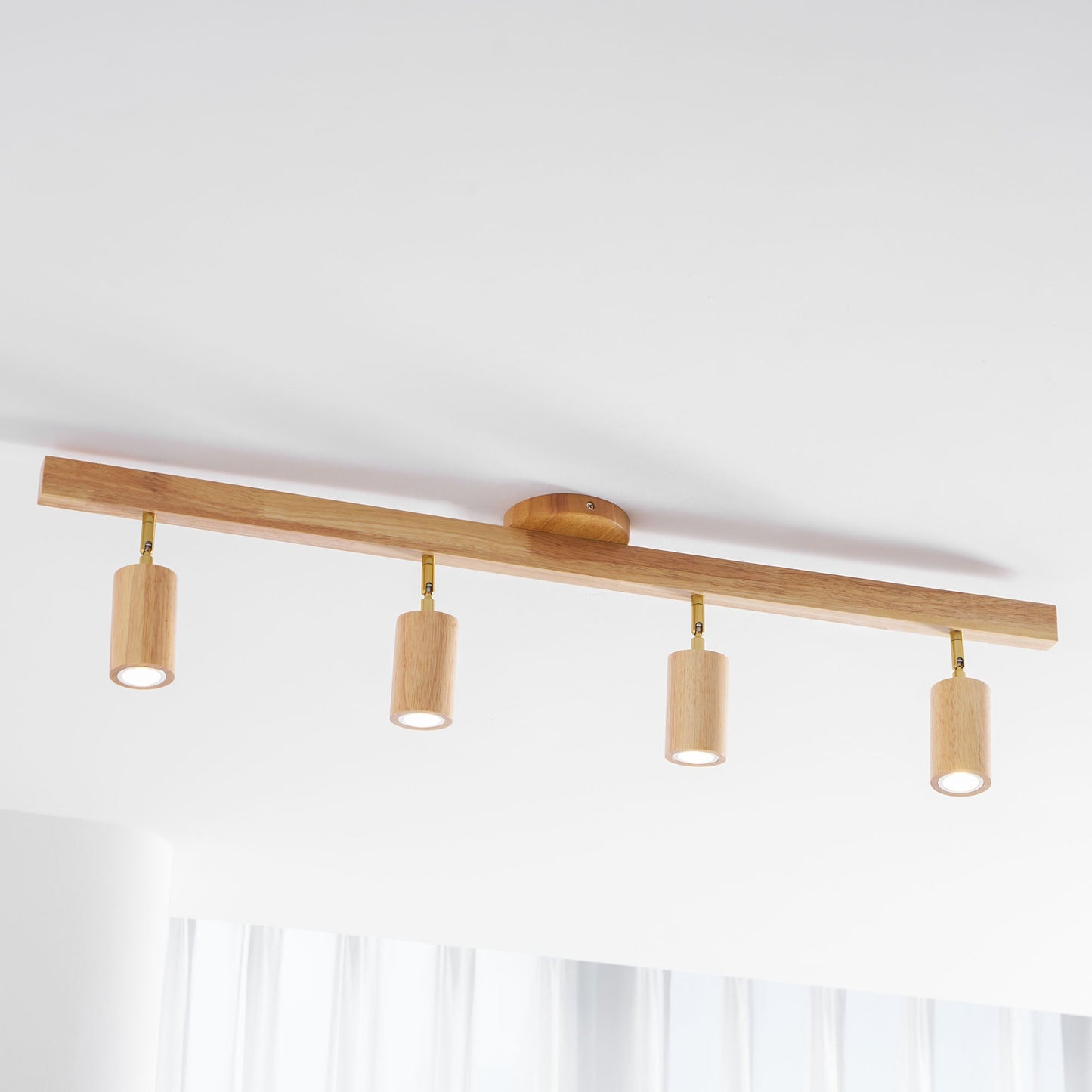 Japanese Wooden Adjustable LED Spotlight 1-Light