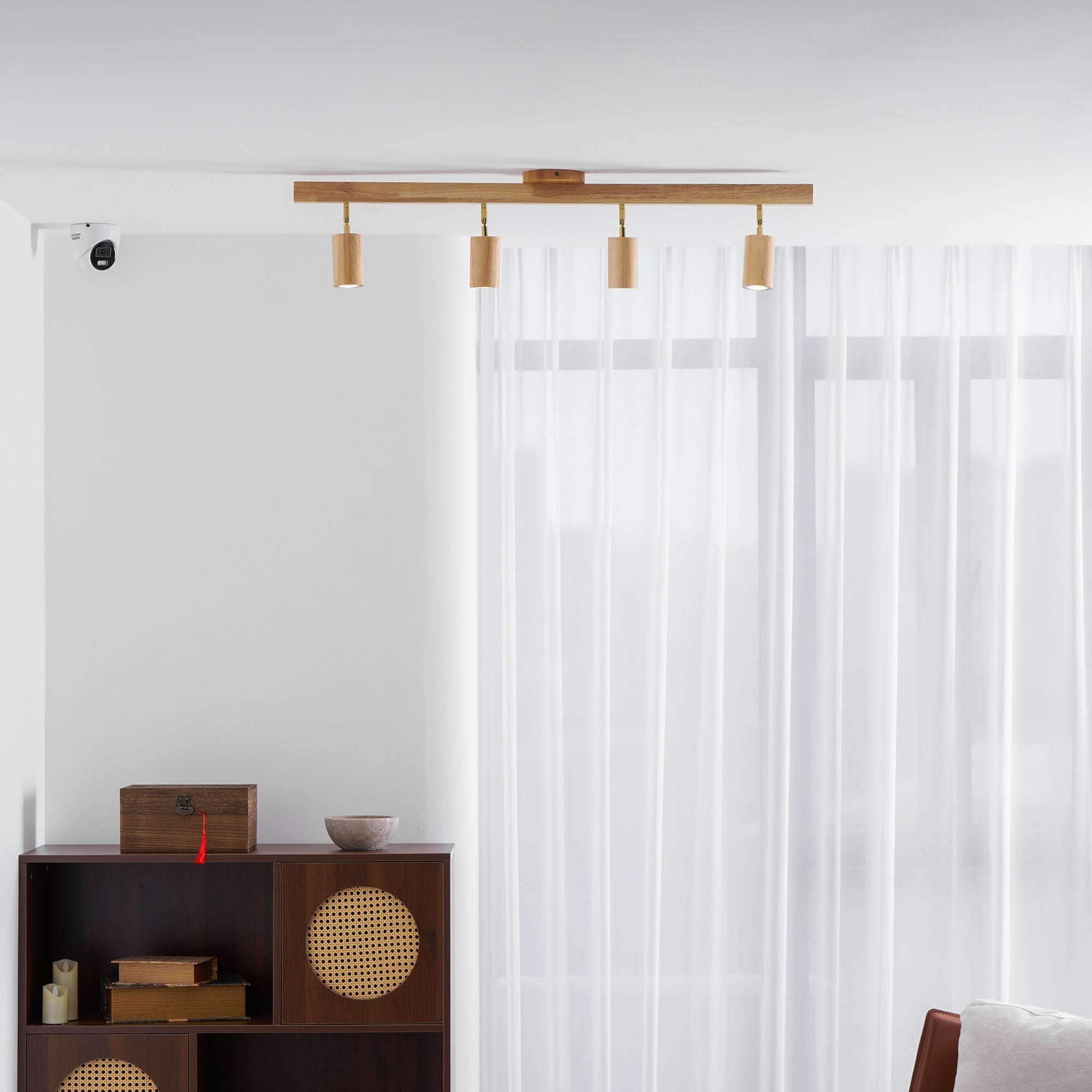 Japanese Wooden Adjustable LED Spotlight 1-Light