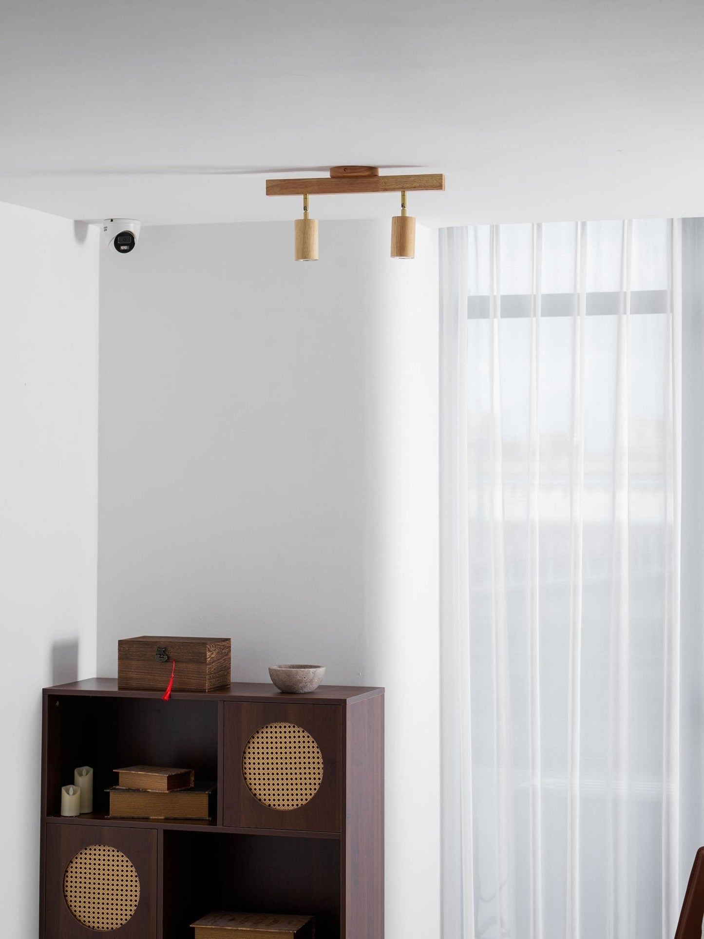 Japanese Wooden Adjustable LED Spotlight 1-Light