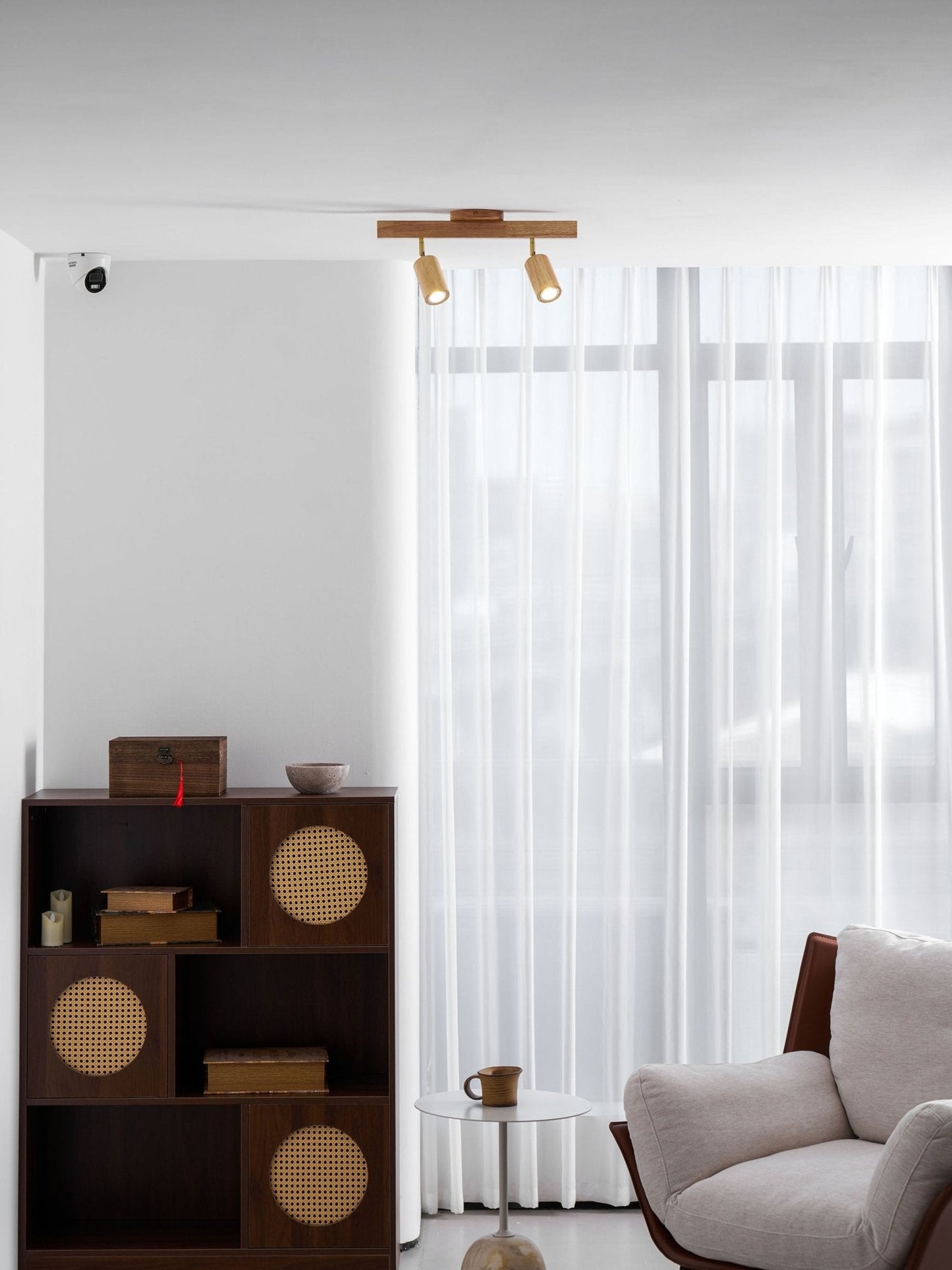 Japanese Wooden Adjustable LED Spotlight 1-Light