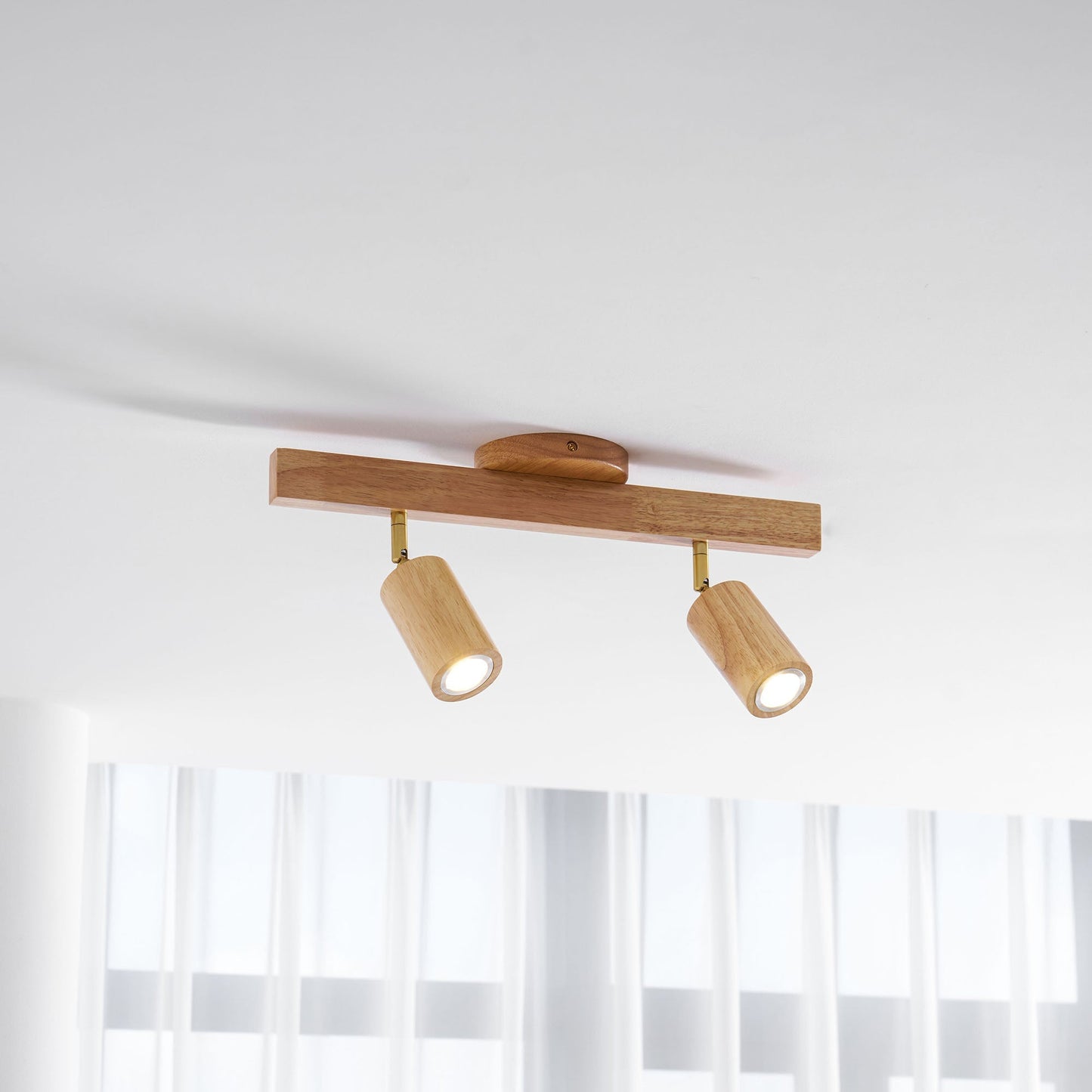 Japanese Wooden Adjustable LED Spotlight 1-Light