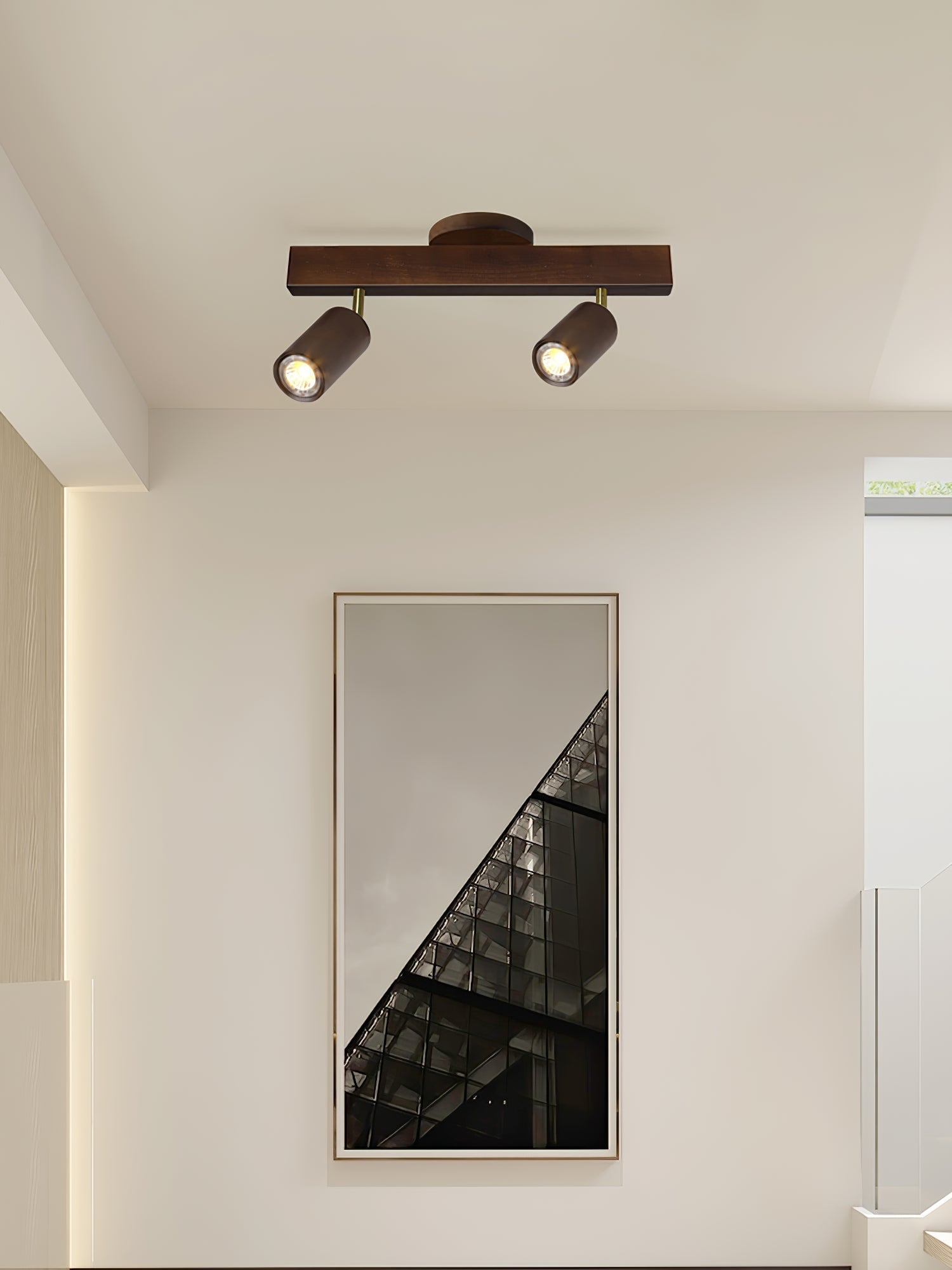 Japanese Wooden Adjustable LED Spotlight 1-Light