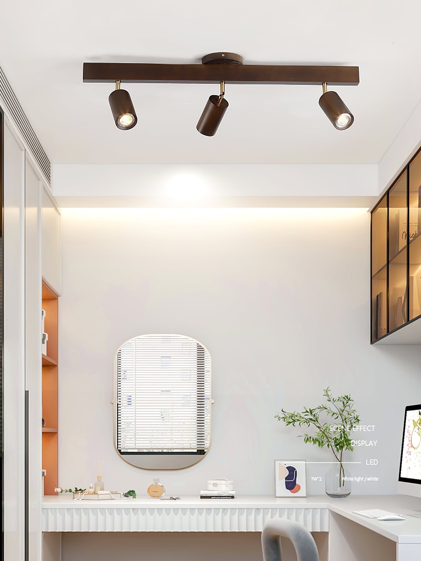 Japanese Wooden Adjustable LED Spotlight 1-Light