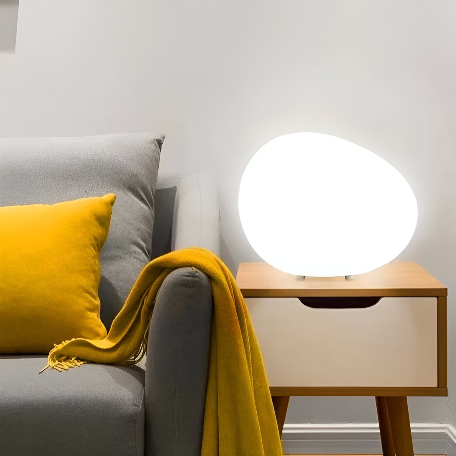 Nordic Stone-Shaped LED Table Lamp 1-Light