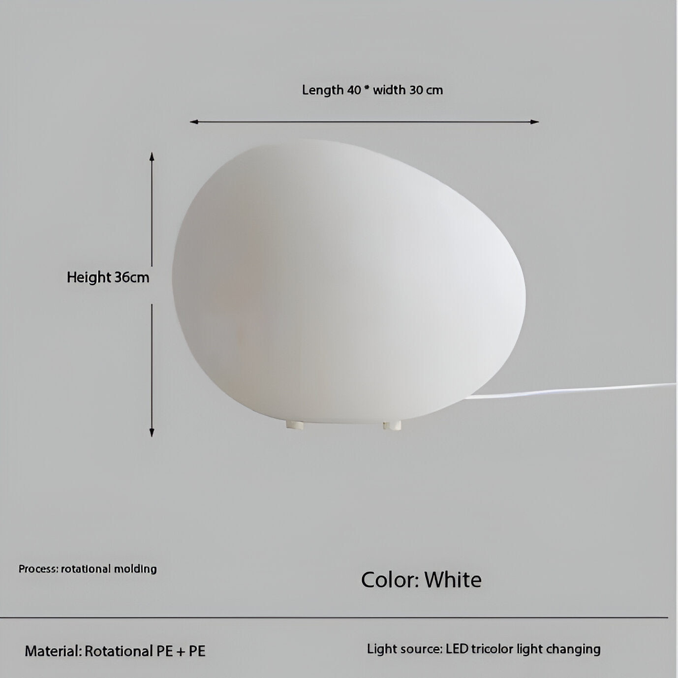 Nordic Stone-Shaped LED Table Lamp 1-Light