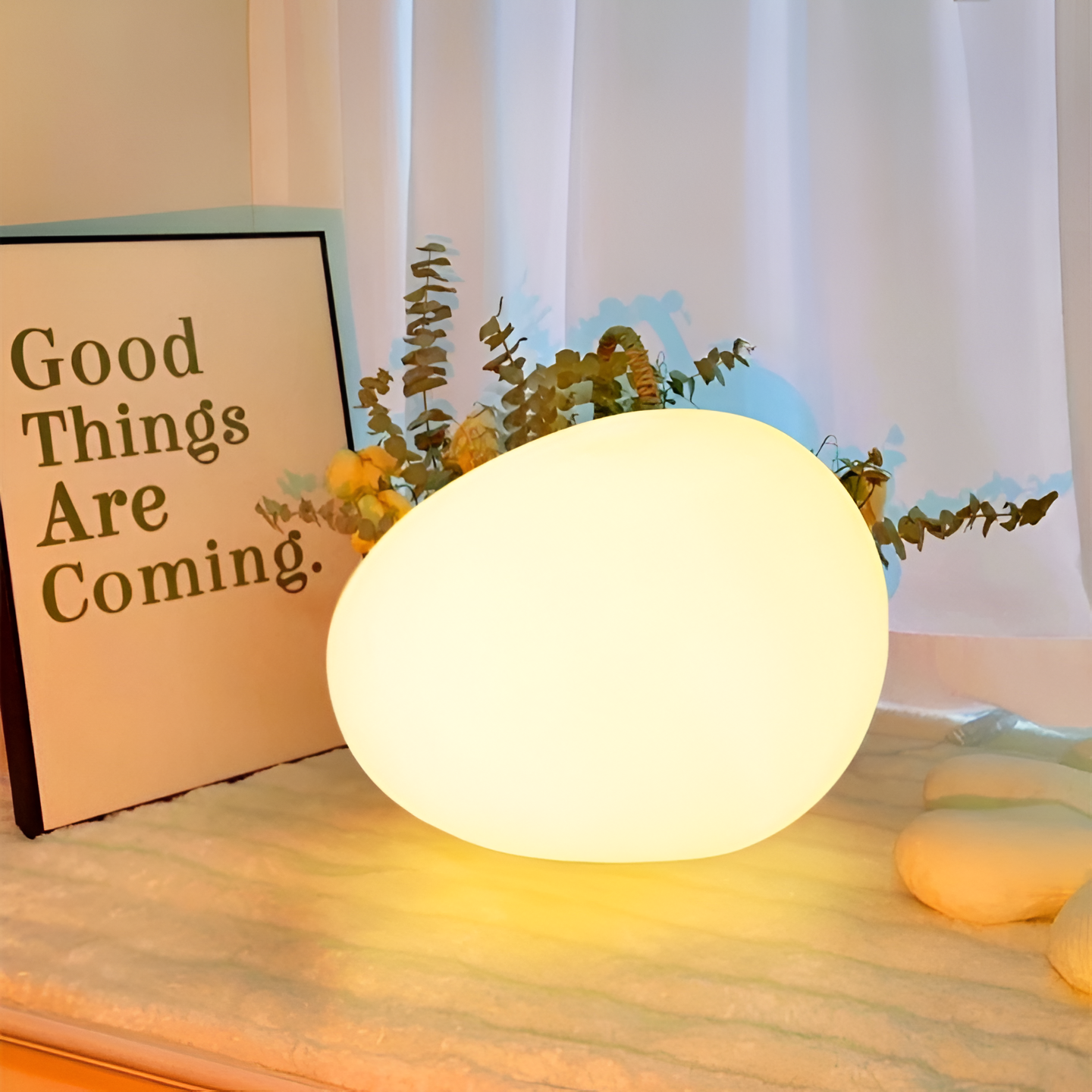 Nordic Stone-Shaped LED Table Lamp 1-Light