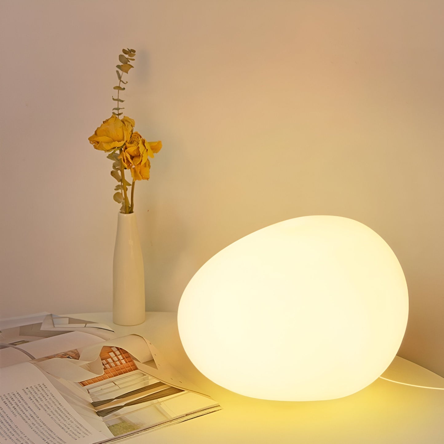 Nordic Stone-Shaped LED Table Lamp 1-Light