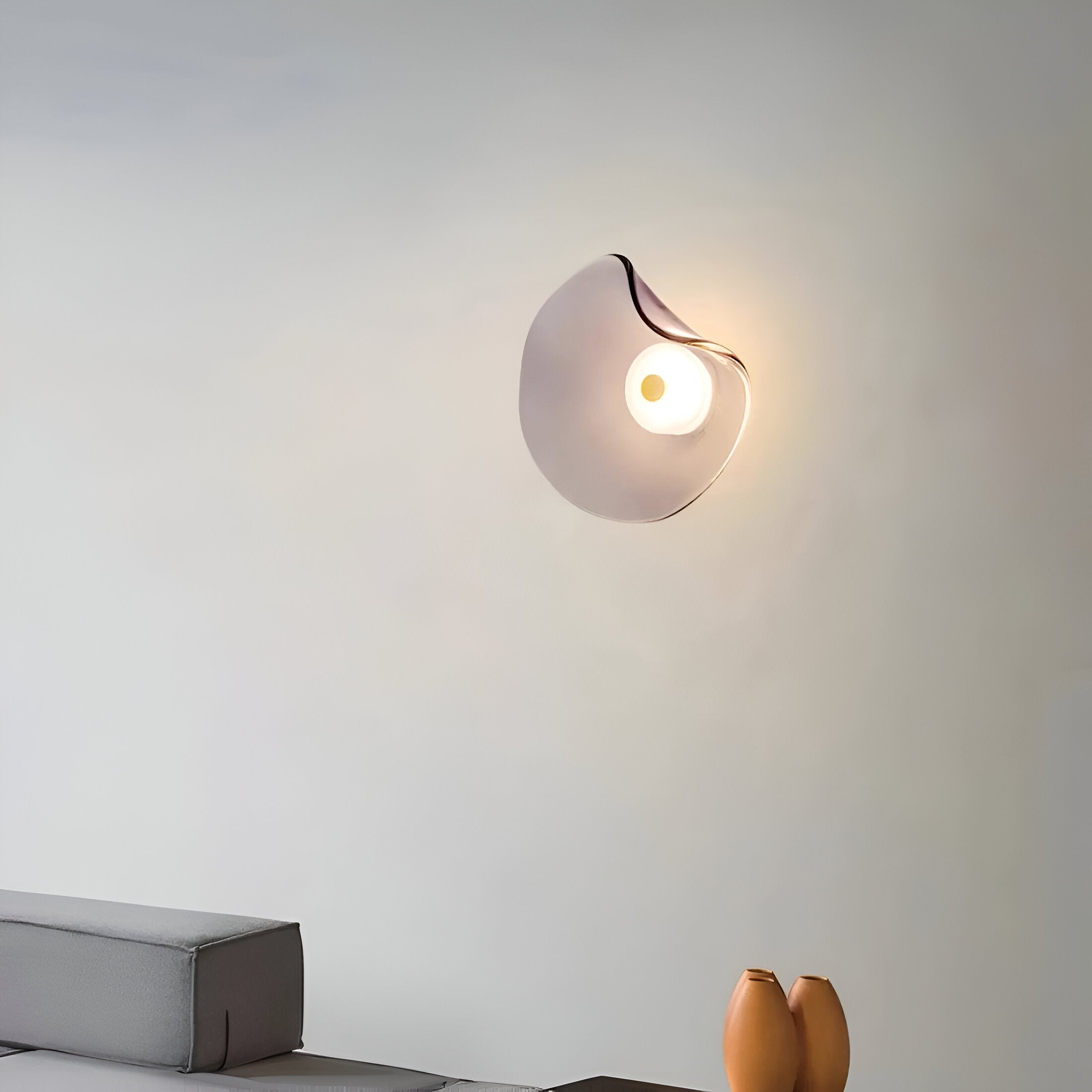 Nordic Curved Glass Japandi LED Wall Sconce 1-Light