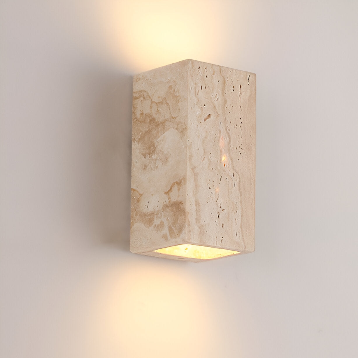 Lampada da parete minimalista quadrata in pietra di travertino LED 1 luce