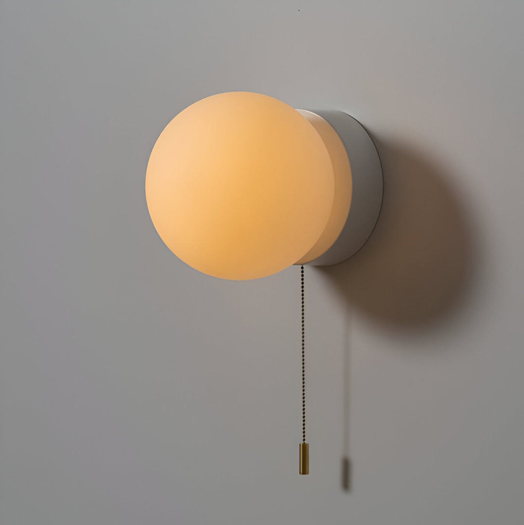 Applique da parete nordica minimalista in vetro a globo LED 1 luce con cordicella