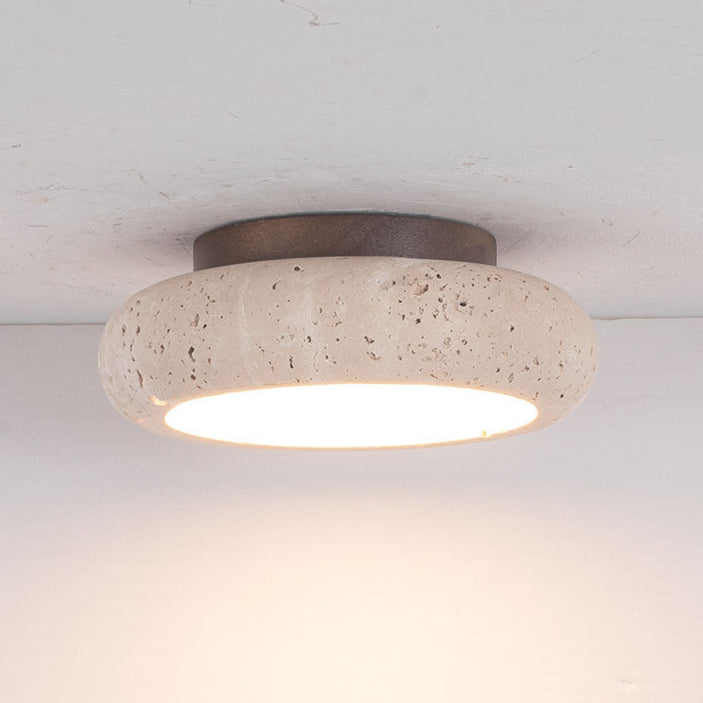 Retro Travertine Round LED Ceiling Light 1-Light