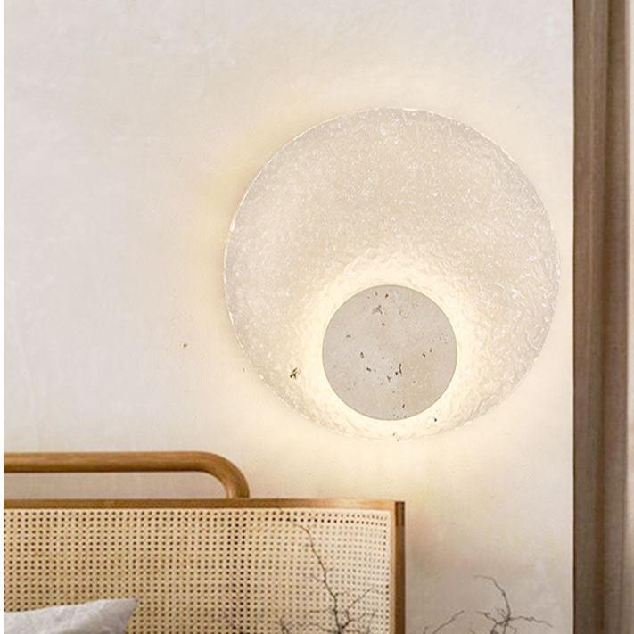 Modern Travertine Acrylic Round Wall Sconce LED 1-light