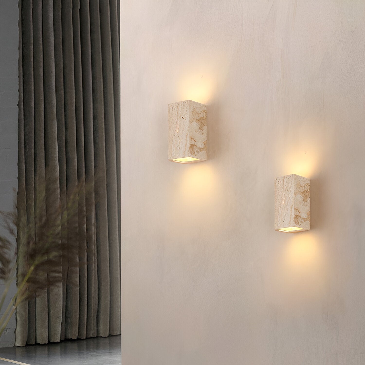 Lampada da parete minimalista quadrata in pietra di travertino LED 1 luce