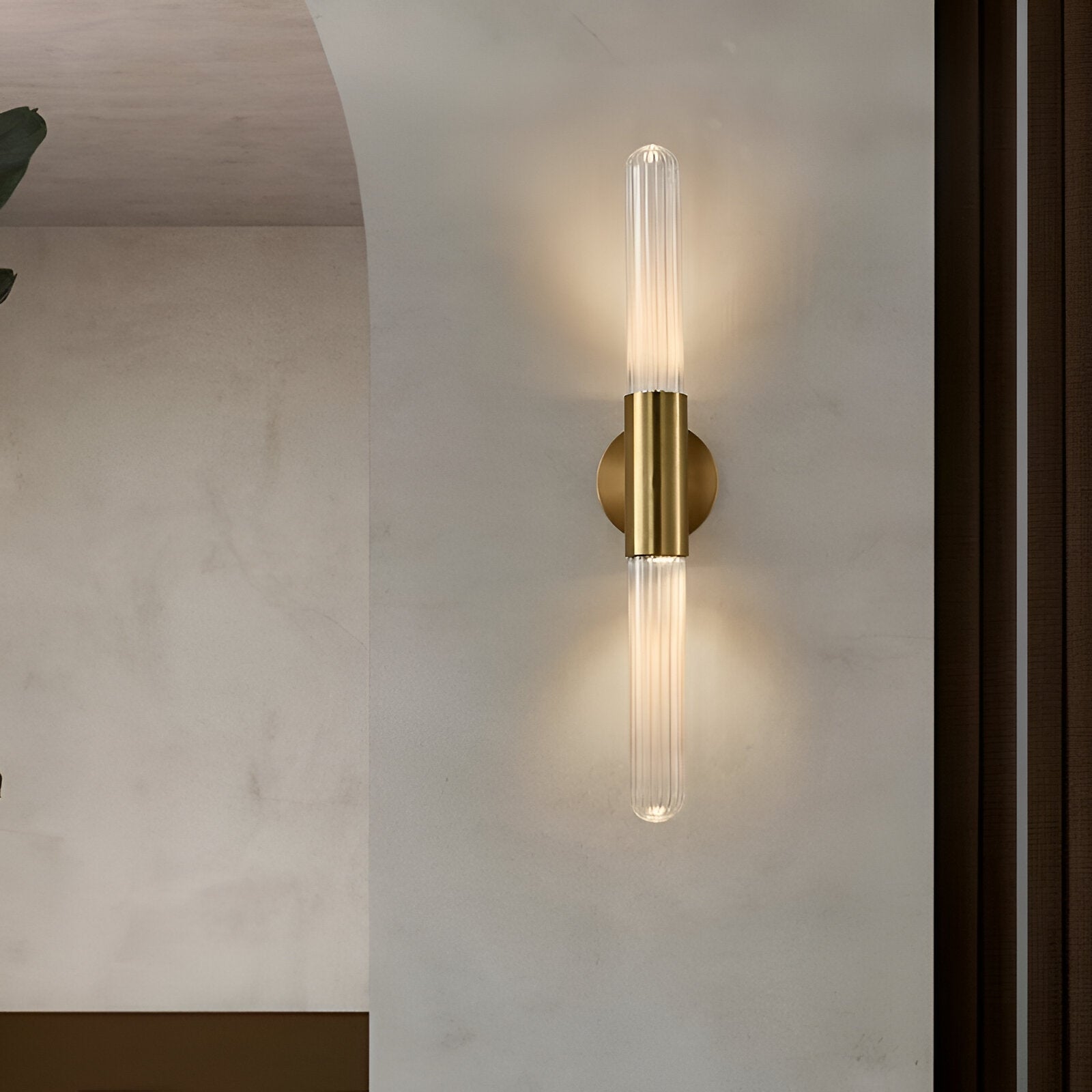Nordic Water-Ripple Glass Brass Wall Sconce LED 1-Light