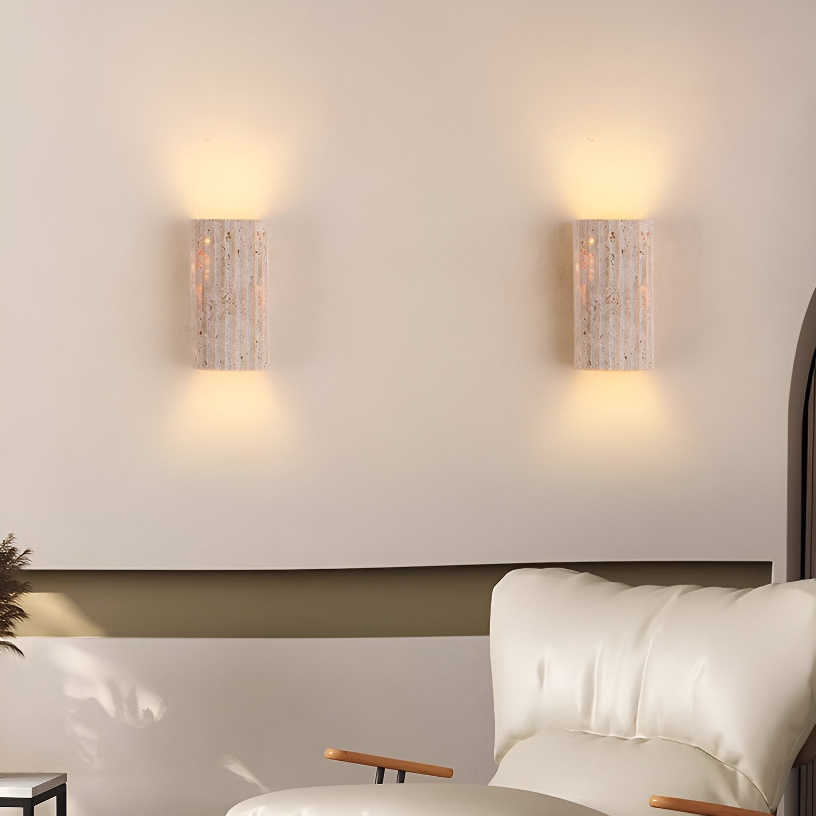 Modern Travertine Stone Cylindrical Outdoor Wall Light LED 1-Light