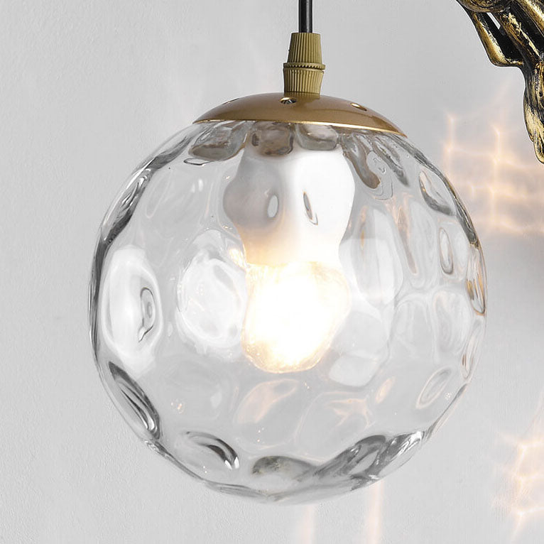 Applique da parete vintage a globo in vetro a forma di sirena a 1 luce