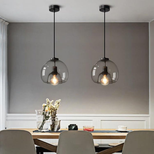 Minimalist Smoked Glass Dome Pendant Light 1-light