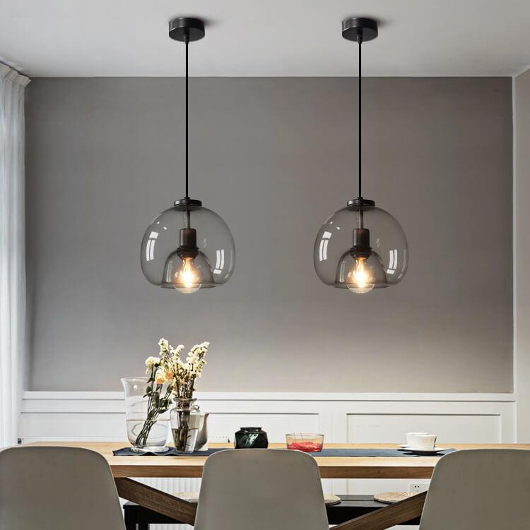 Lampada a sospensione con cupola in vetro fumé minimalista 1 luce