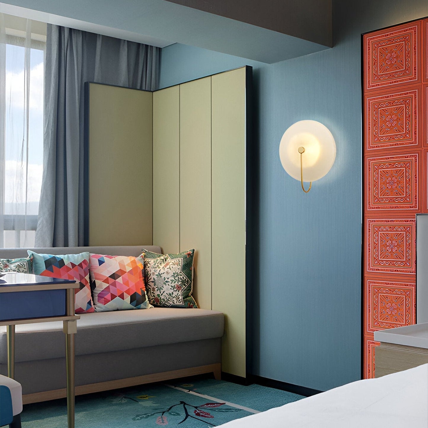 Postmodern Nordic Frosted Glass Round Wall Sconce LED 1-Light