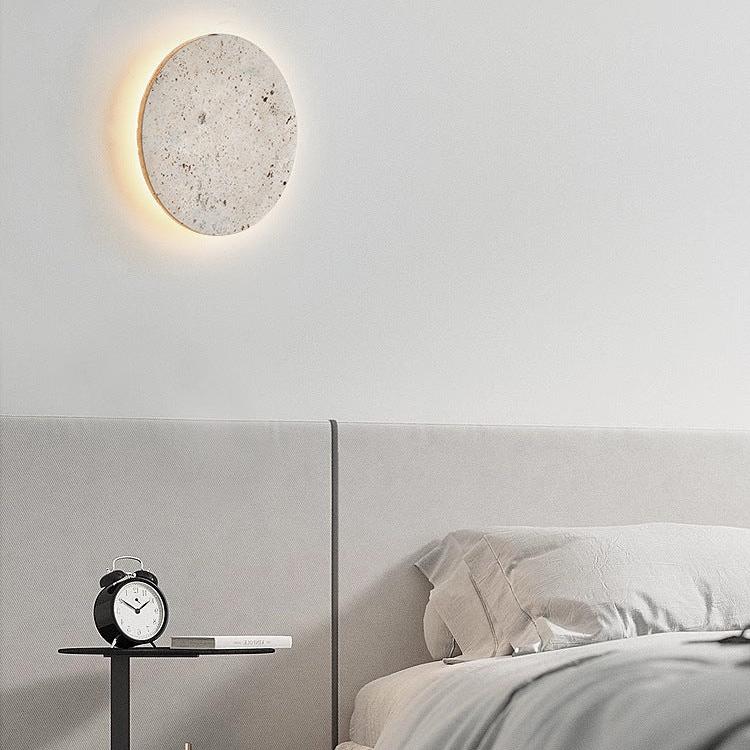 Minimalist Travertine Round Wall Sconce LED 1-light