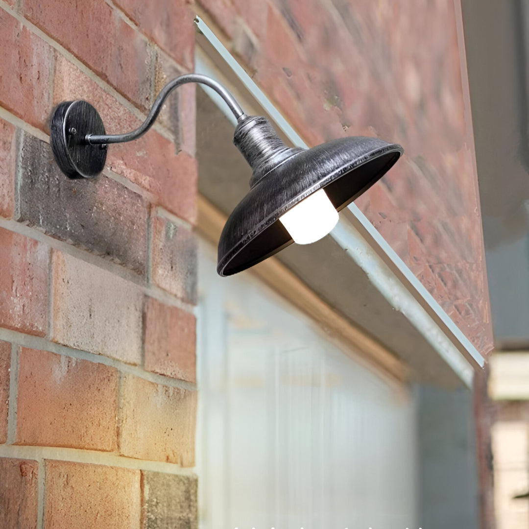 Vintage Industrial Iron Bowl Outdoor Wall Light LED 1-Light
