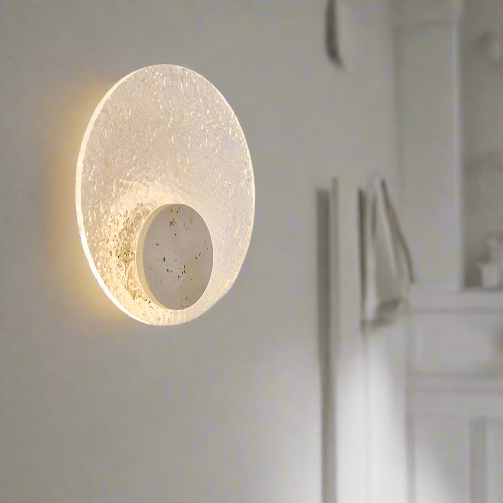 Modern Travertine Acrylic Round Wall Sconce LED 1-light
