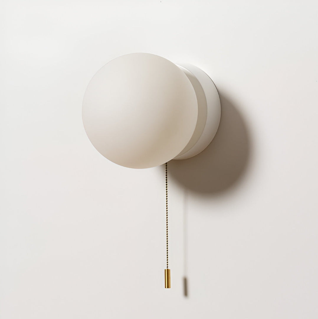 Nordic Minimalist Glass Globe Wall Sconce LED 1-Light with Pull Cord