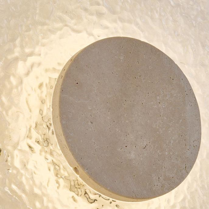 Modern Travertine Acrylic Round Wall Sconce LED 1-light