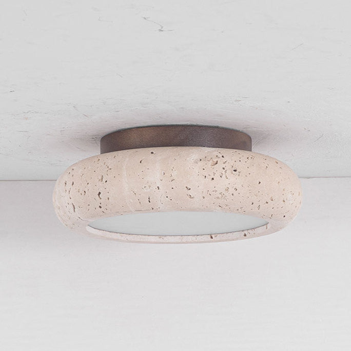 Retro Travertine Round LED Ceiling Light 1-Light