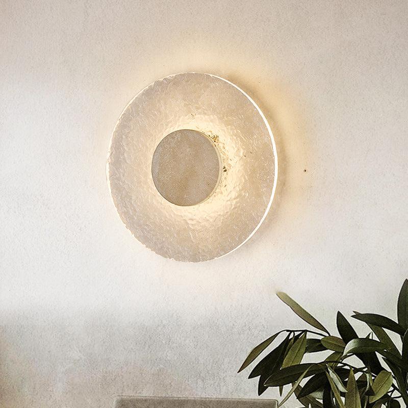 Modern Travertine Acrylic Round Wall Sconce LED 1-light