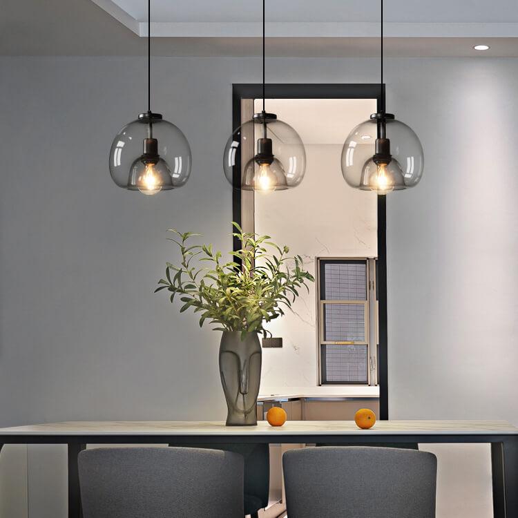 Lampada a sospensione con cupola in vetro fumé minimalista 1 luce