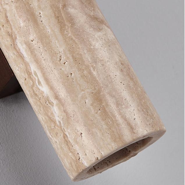 Japandi Travertine Wood Cylinder Wall Sconce LED 1-light