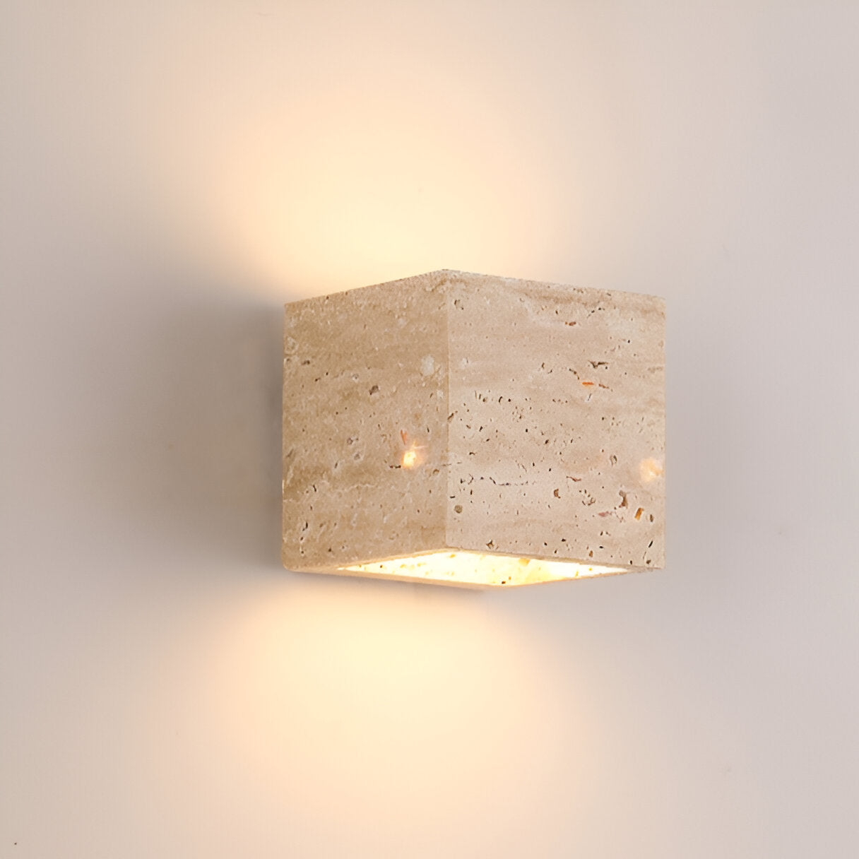 Minimalist Travertine Stone Square Outdoor Wall Light LED 1-Light