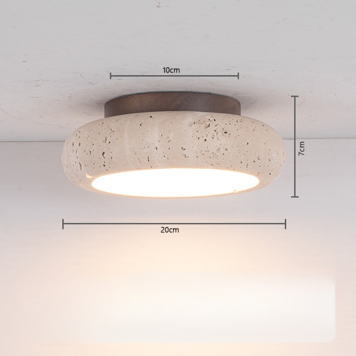 Retro Travertine Round LED Ceiling Light 1-Light