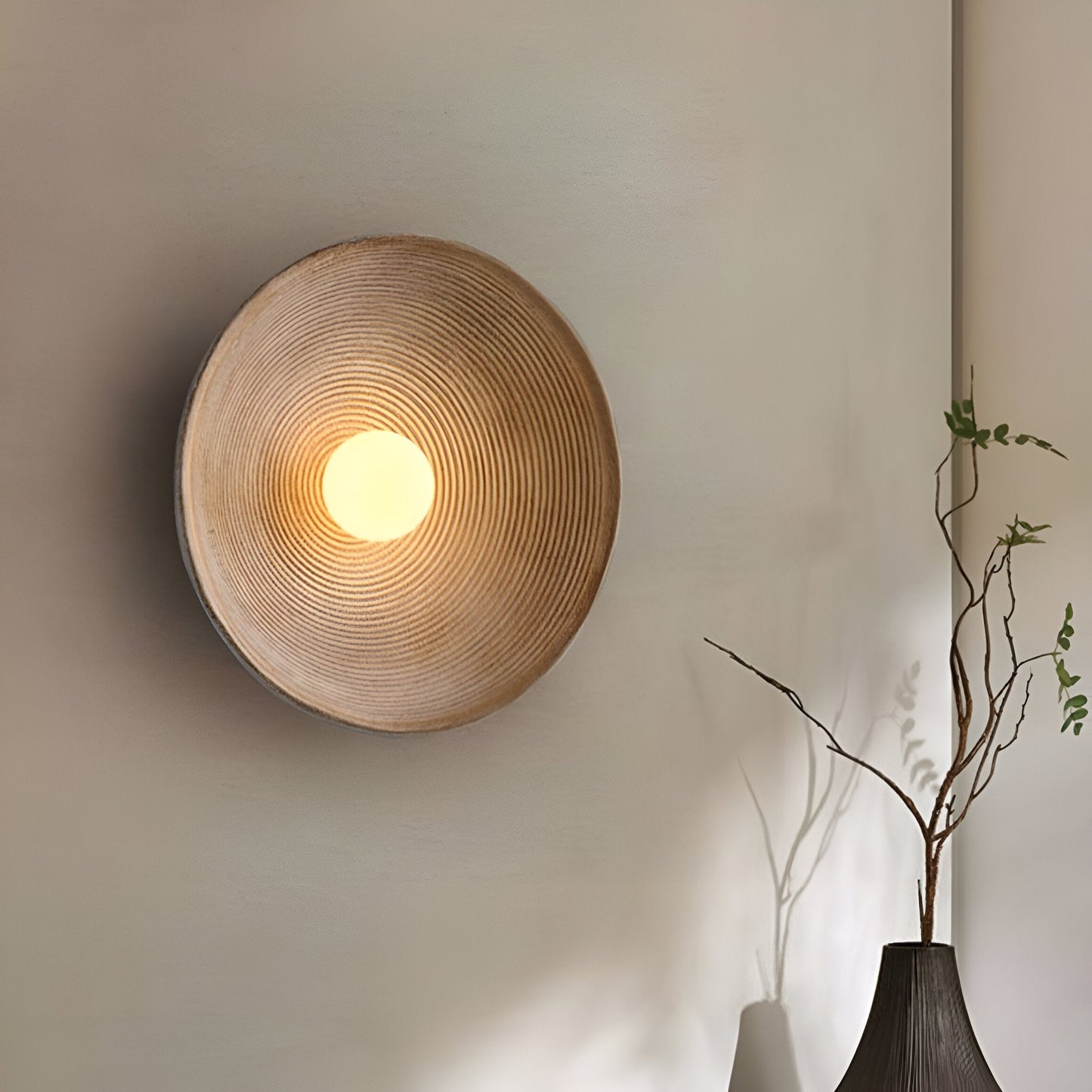 Retro Resin Ceramic-style Round Wall Sconce LED 1-light
