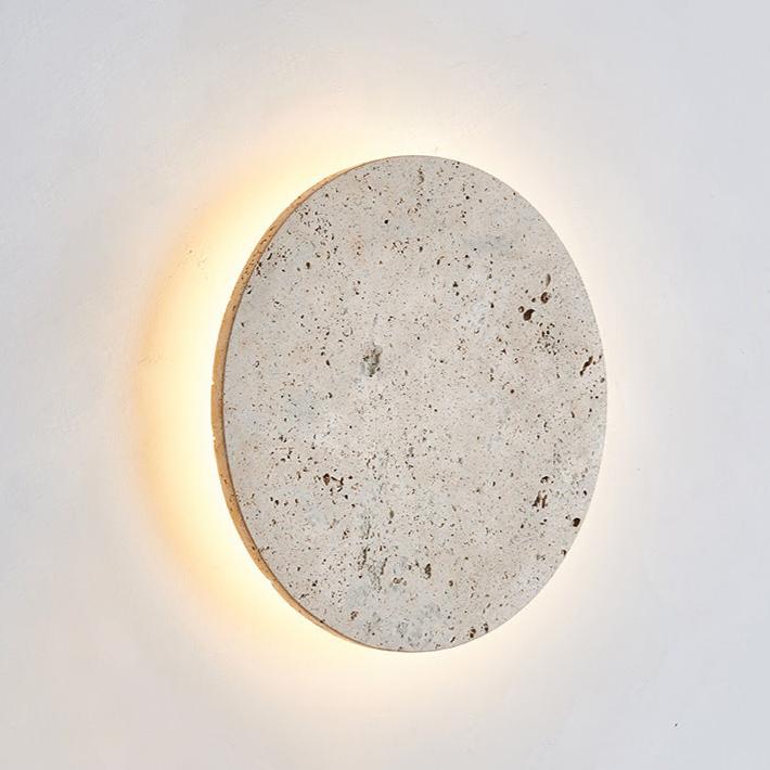 Minimalist Travertine Round Wall Sconce LED 1-light