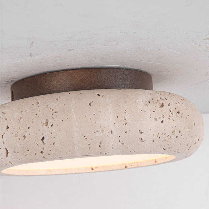 Retro Travertine Round LED Ceiling Light 1-Light