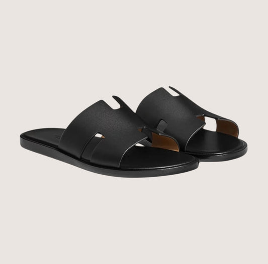 William Timeless Leather Slide Sandals for Men – Timeless Comfort and Style Black