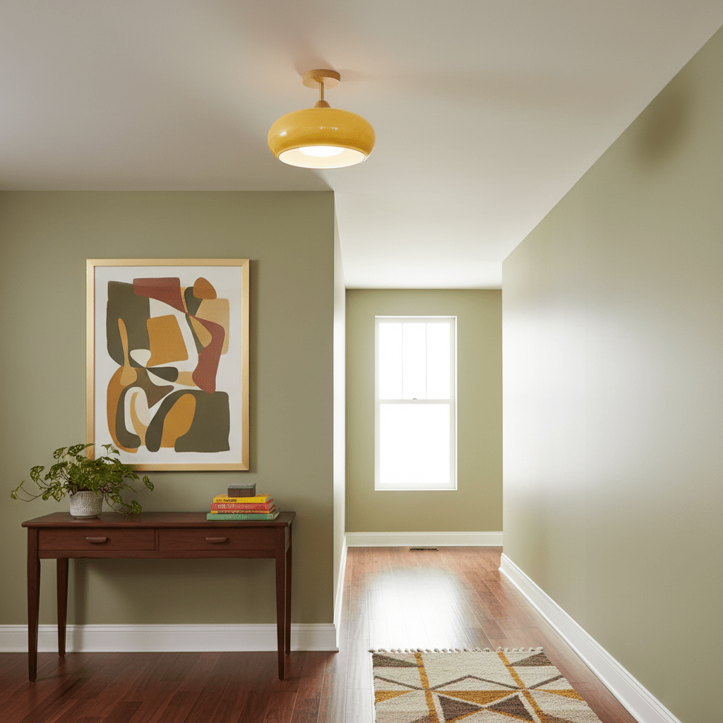 Nordic Wooden Dome Glass LED Semi-Flush Mount Ceiling Light 1-Light