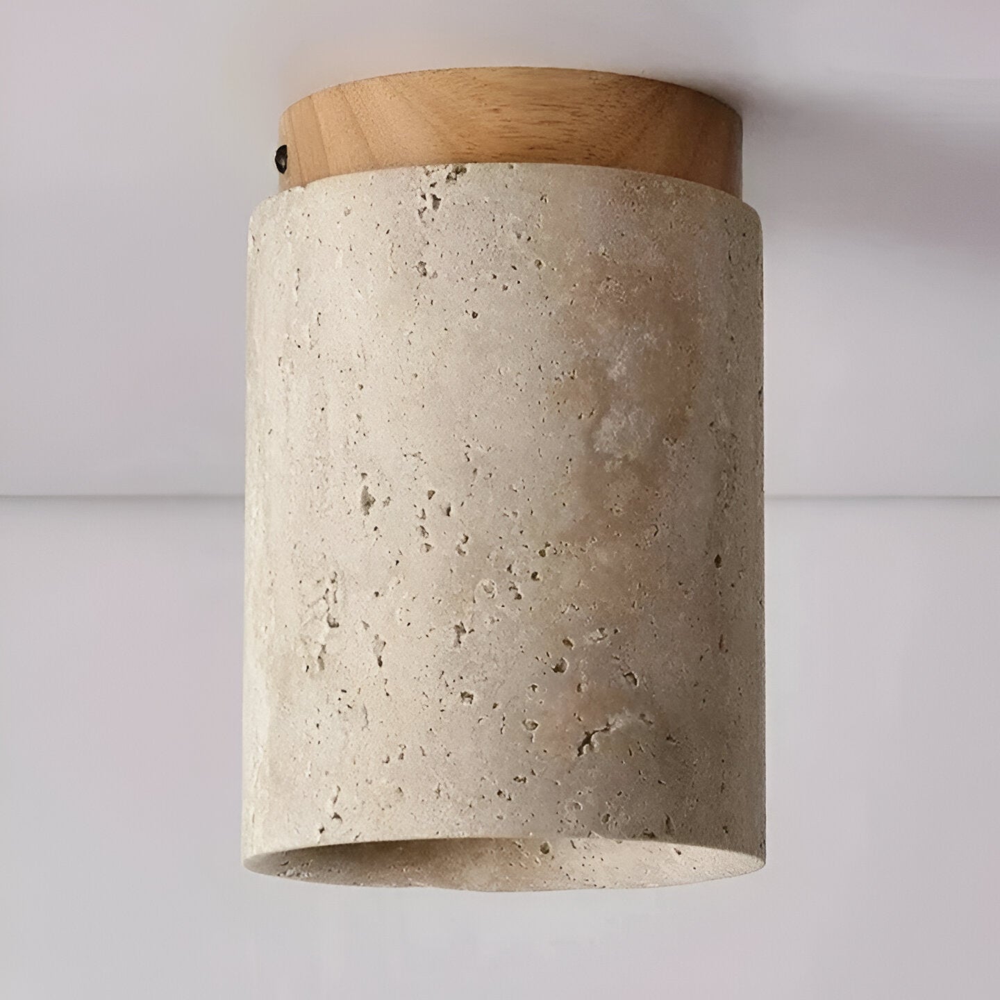 Elegant Travertine Cylinder LED Ceiling Spotlight 1-Light