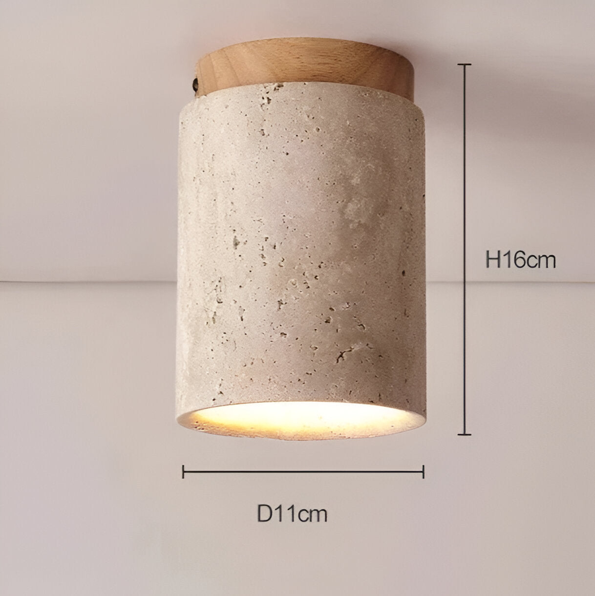 Elegant Travertine Cylinder LED Ceiling Spotlight 1-Light