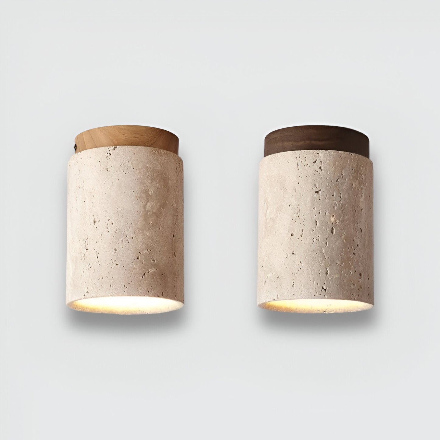 Elegant Travertine Cylinder LED Ceiling Spotlight 1-Light